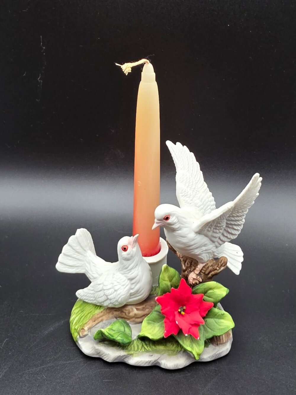 Vintage Royal Carlton Arnart Imports Dove Figurines Candle Holder 1989 red